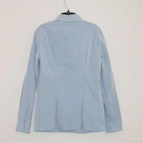 New MICHAEL KORS Blue Cotton Crushed Techno Button Shirt Top 4 - Picture 4 of 4